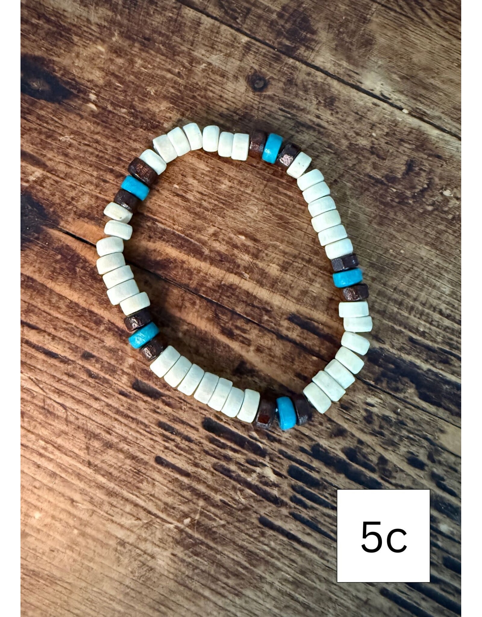 Fame Accessories Assorted Western Wood and Turquoise Beaded Bracelets