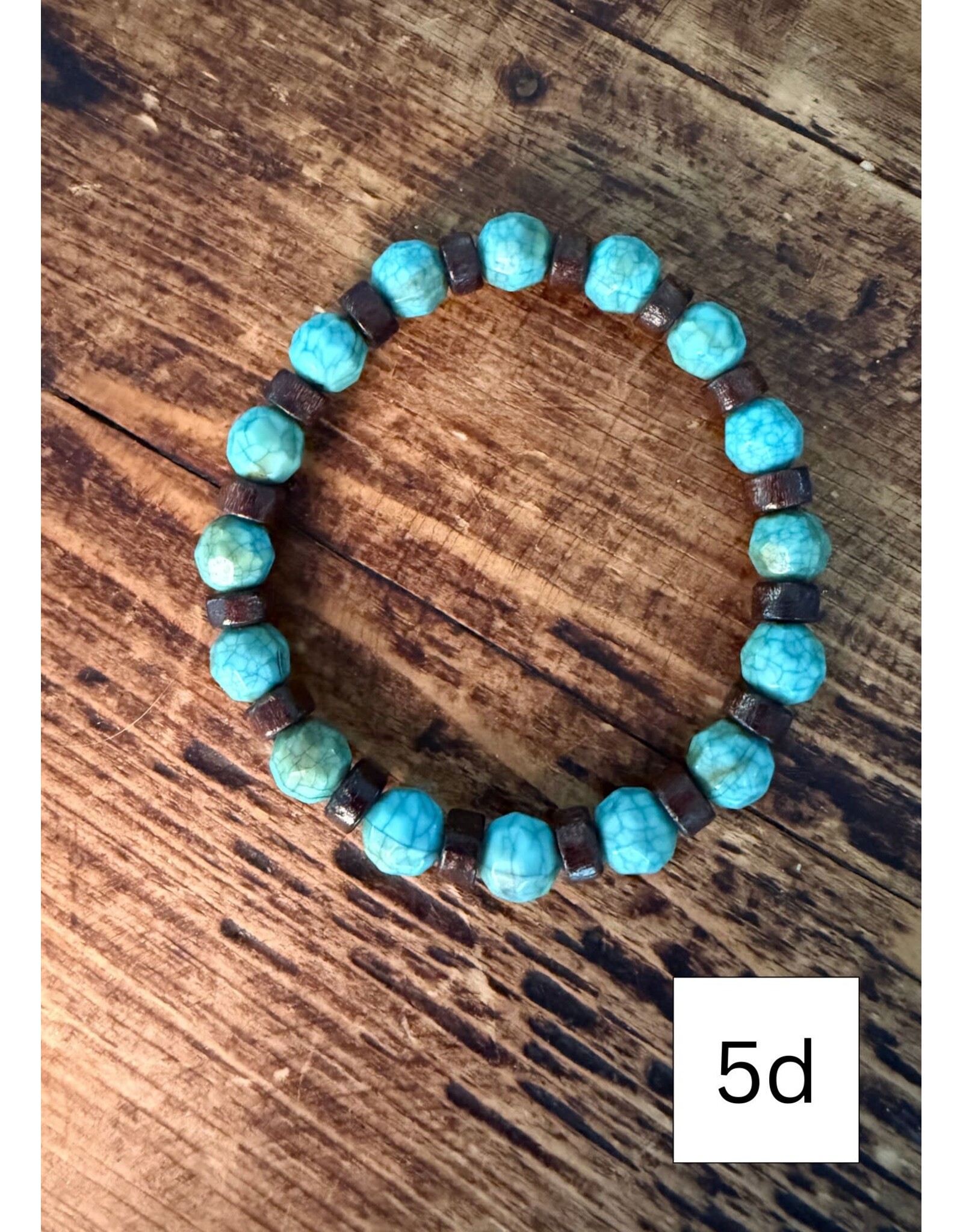 Fame Accessories Assorted Western Wood and Turquoise Beaded Bracelets