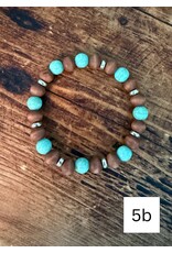 Fame Accessories Assorted Western Wood and Turquoise Beaded Bracelets