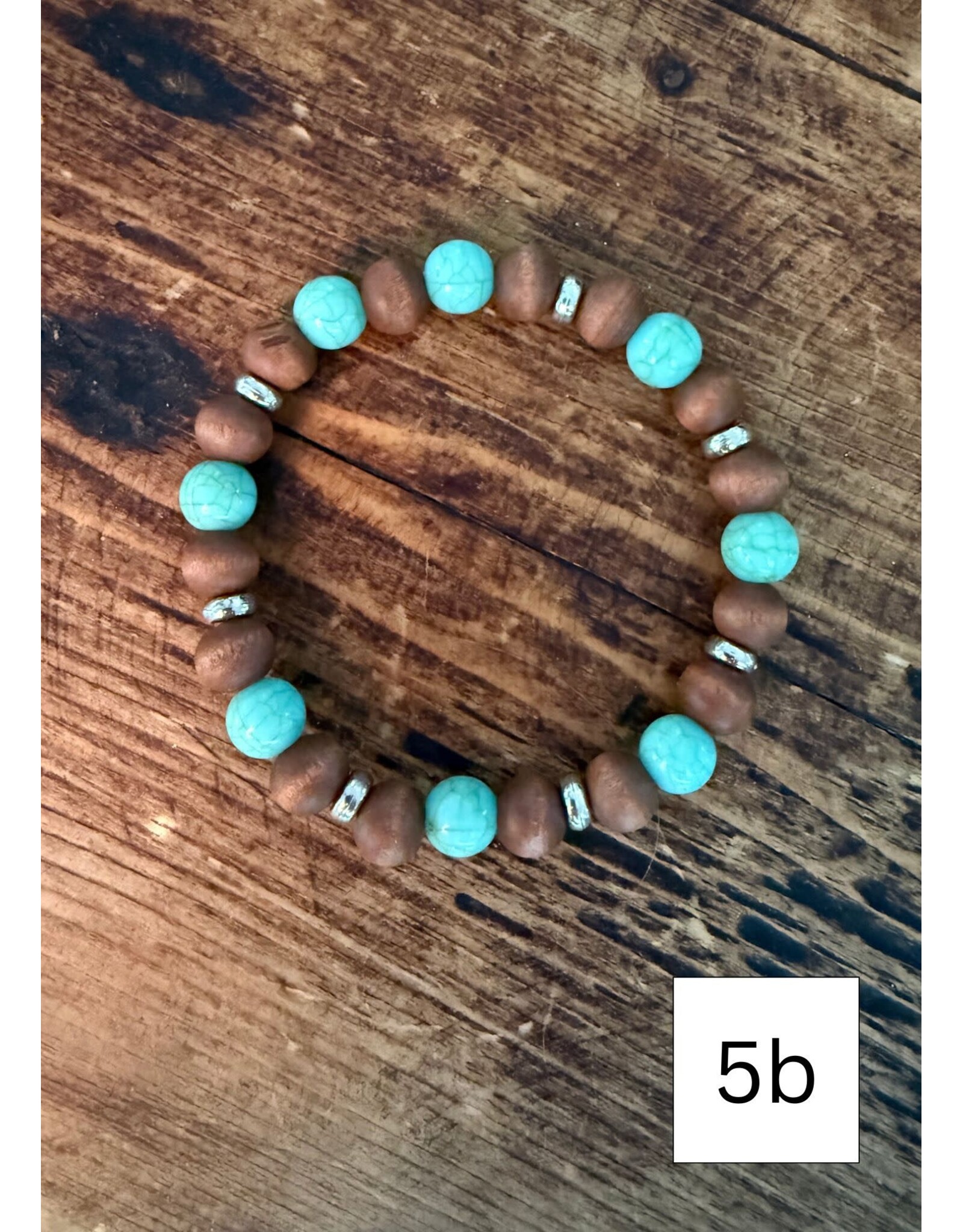 Fame Accessories Assorted Western Wood and Turquoise Beaded Bracelets