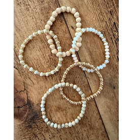 L&B Creations Assorted Natural and Gold Beaded Bracelets