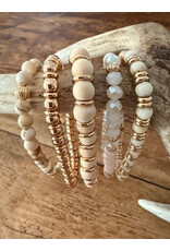 L&B Creations Assorted Natural and Gold Beaded Bracelets