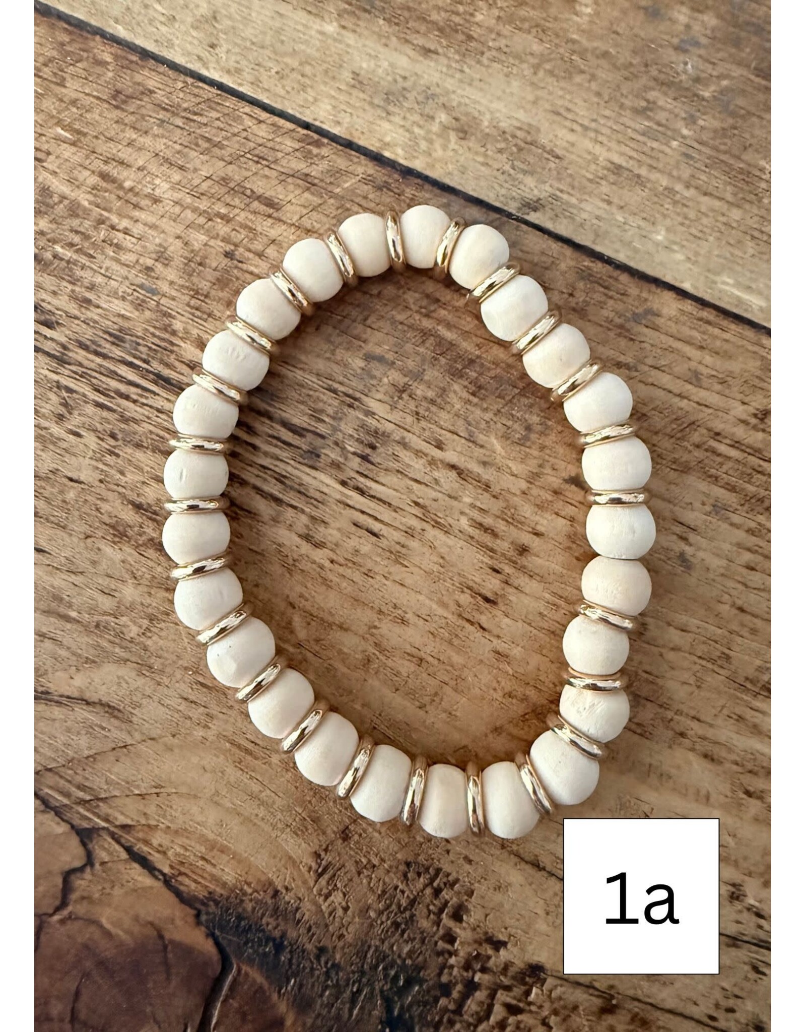 L&B Creations Assorted Natural and Gold Beaded Bracelets