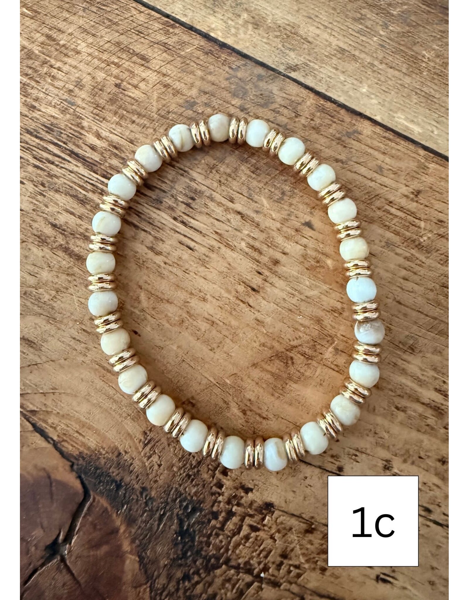L&B Creations Assorted Natural and Gold Beaded Bracelets