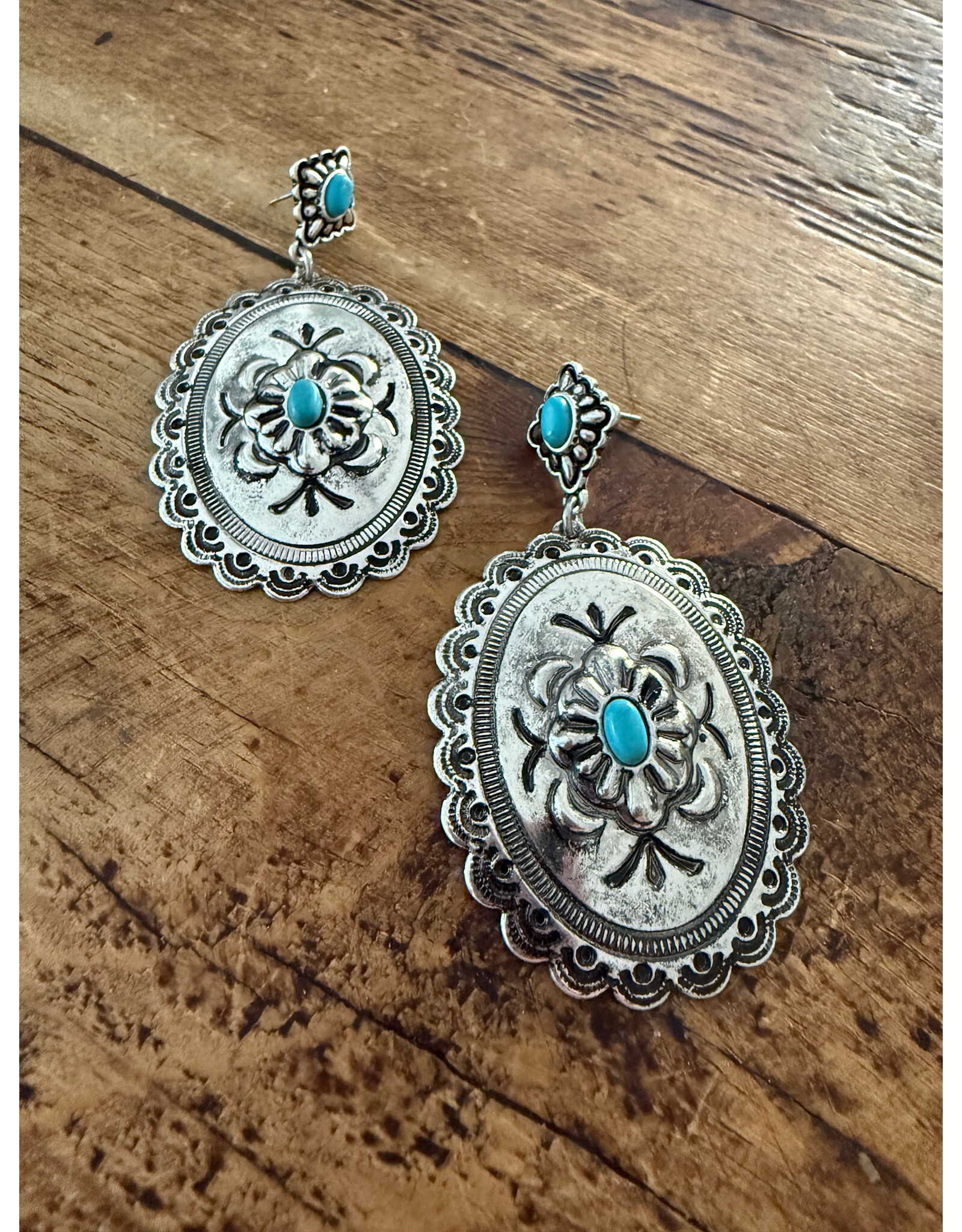 L&B Creations Western Oval Drop Earrings