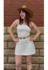 Fame Accessories Floral Concho Western Chain Belt (Gold)