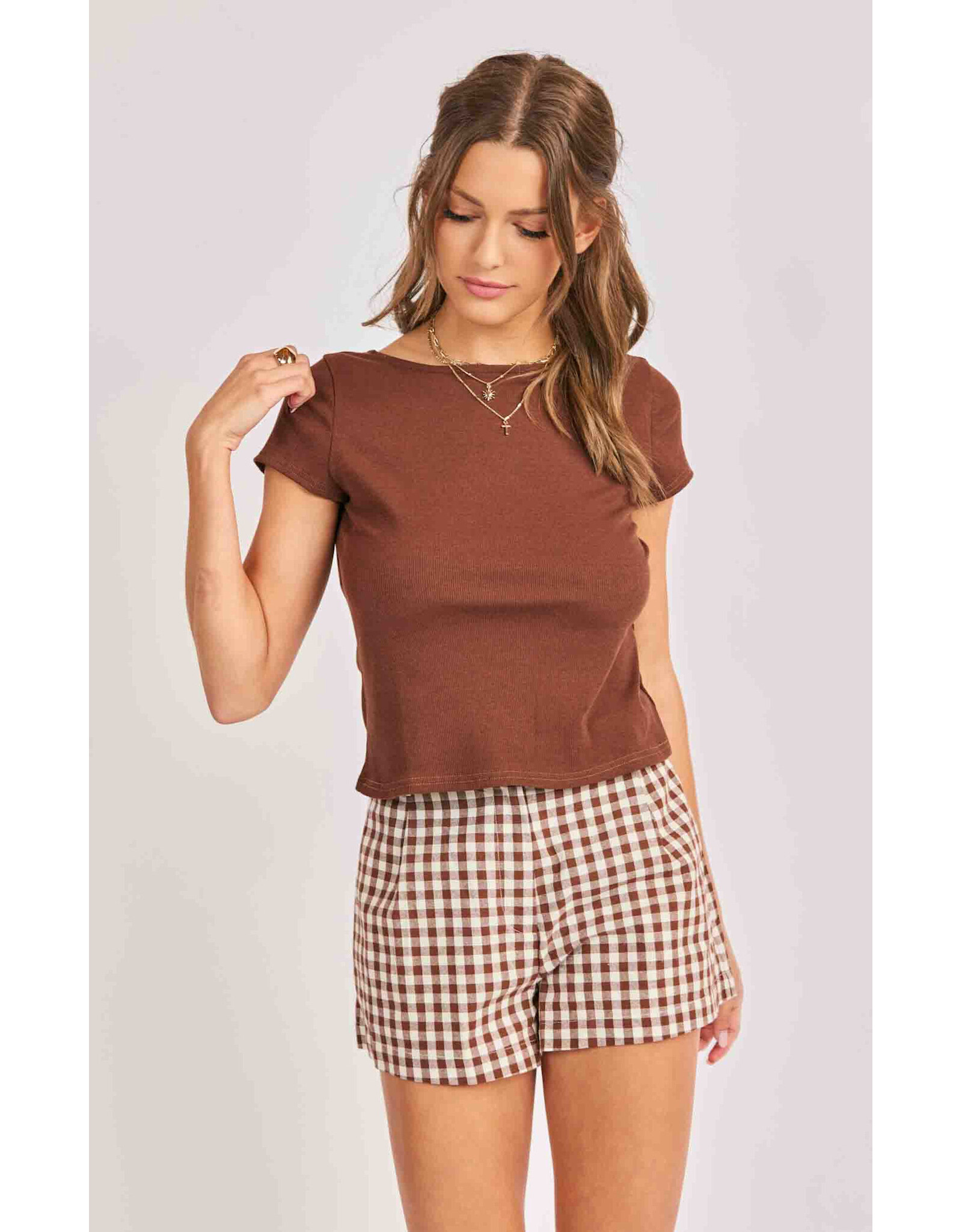 Sadie & Sage Sadie & Sage - Ruby Knit Top (Brown)