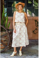 ee:some Western Embroidered Bubble Hem Tank (Cherry / Wood / Cream)