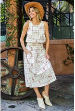 ee:some Western Embroidered Bubble Hem Tank (Cherry / Wood / Cream)