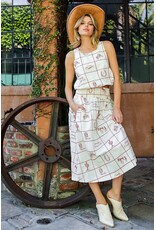 ee:some Western Embroidered Bubble Hem Tank (Cherry / Wood / Cream)