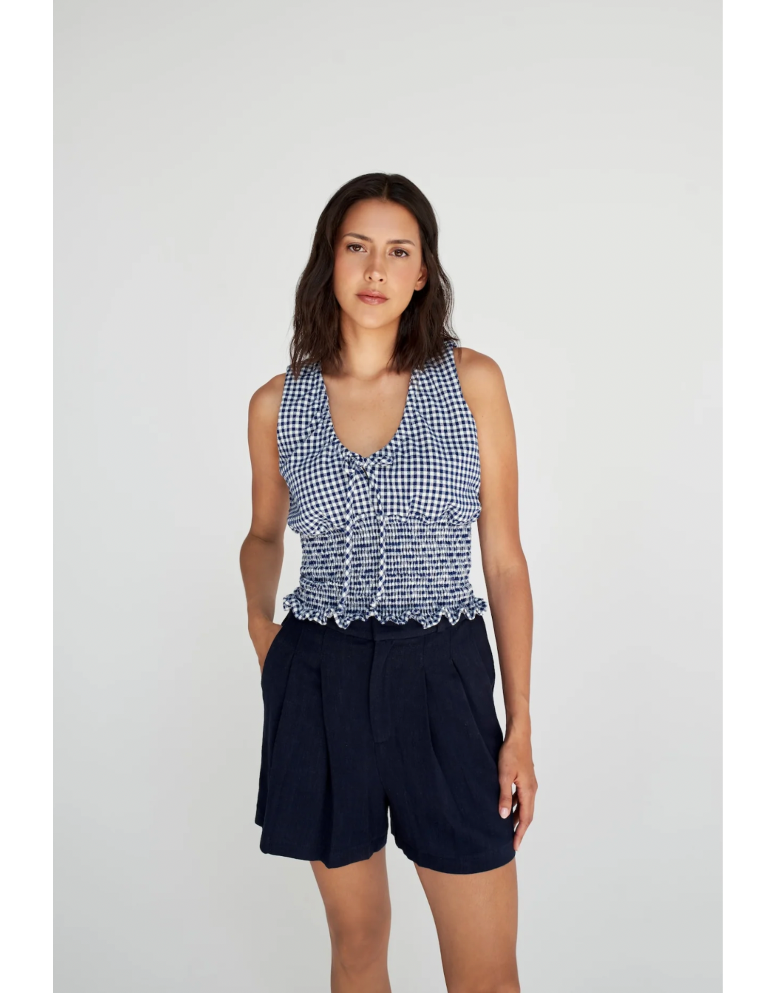 Dailystory Dailystory - Alix Gingham Print Top (Navy)