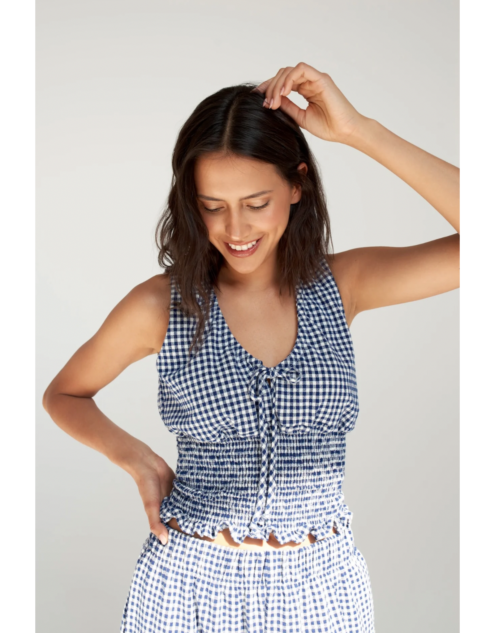 Dailystory Dailystory - Alix Gingham Print Top (Navy)