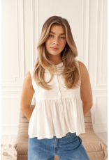 Dailystory Dailystory - Leane Button Up Peplum Tank (Off White)