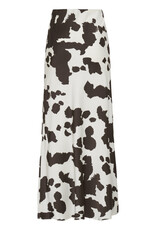 ICHI ICHI - Xendra Long Satin Skirt (Cloud Dancer - Cow Print)