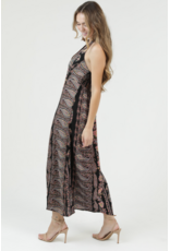 V Neck Halter Neck Maxi Dress (Black)