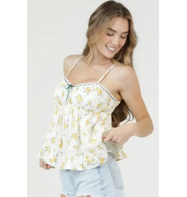 Lace Trimmed Corset Tank (Ivory - Yellow)