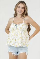 Lace Trimmed Corset Tank (Ivory - Yellow)