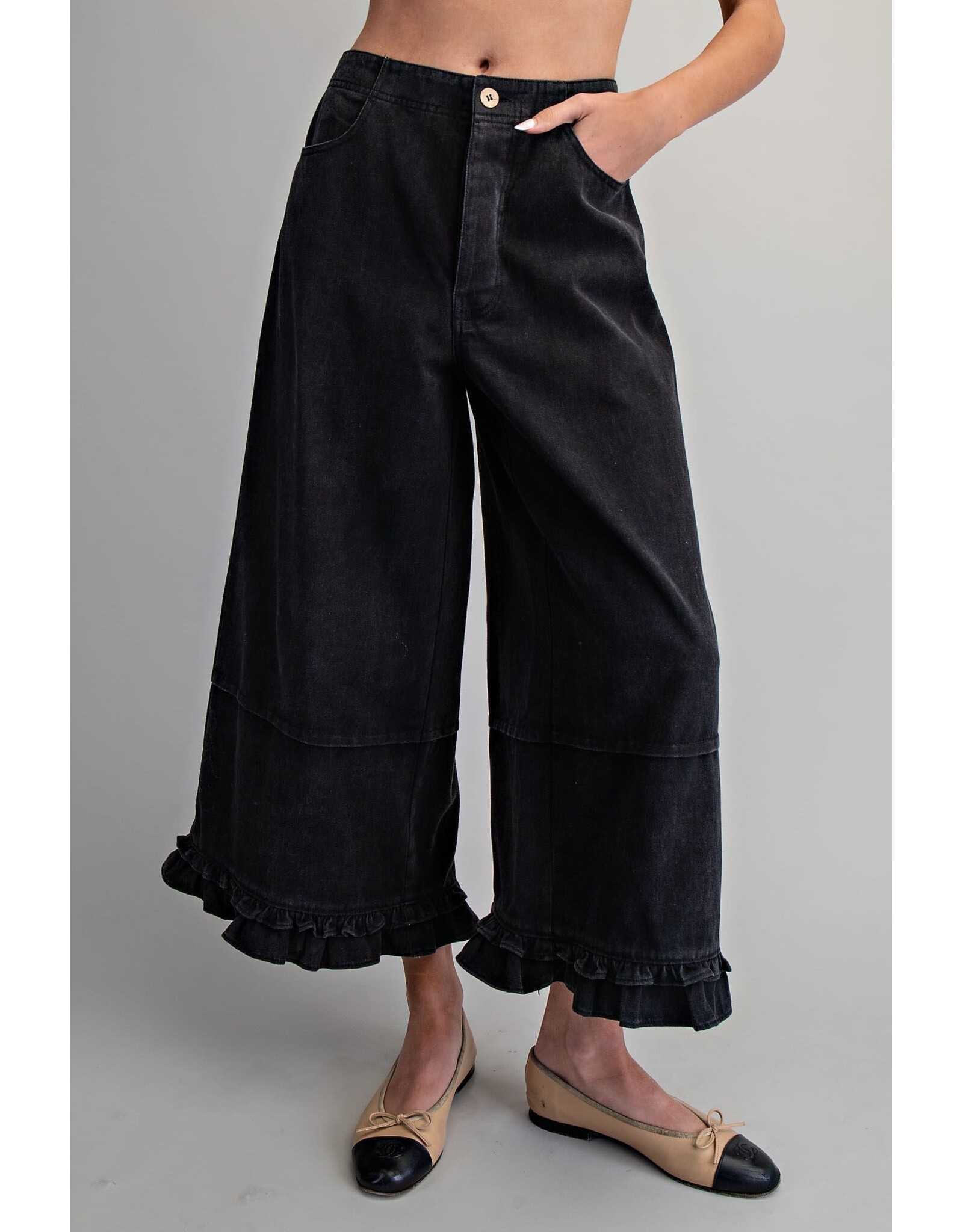 ee:some Ruffle Trim Pants (Black)