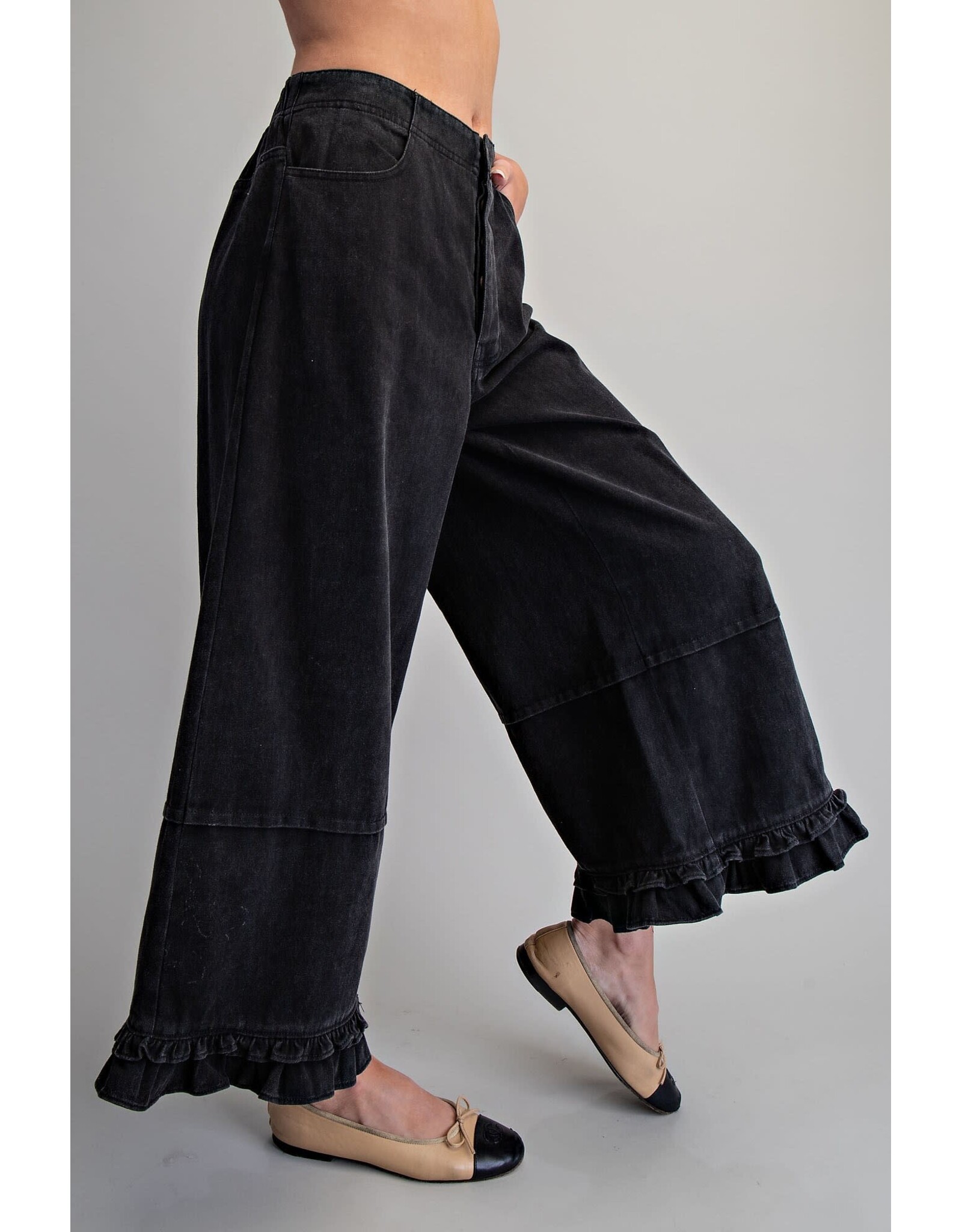 ee:some Ruffle Trim Pants (Black)