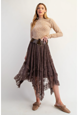 Easel Lace Sharkbite Skirt (Mocha)