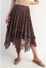 Easel Lace Sharkbite Skirt (Mocha)
