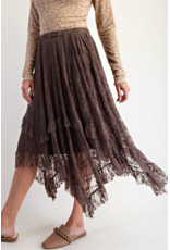 Easel Lace Sharkbite Skirt (Mocha)