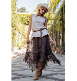 Easel Lace Sharkbite Skirt (Mocha)