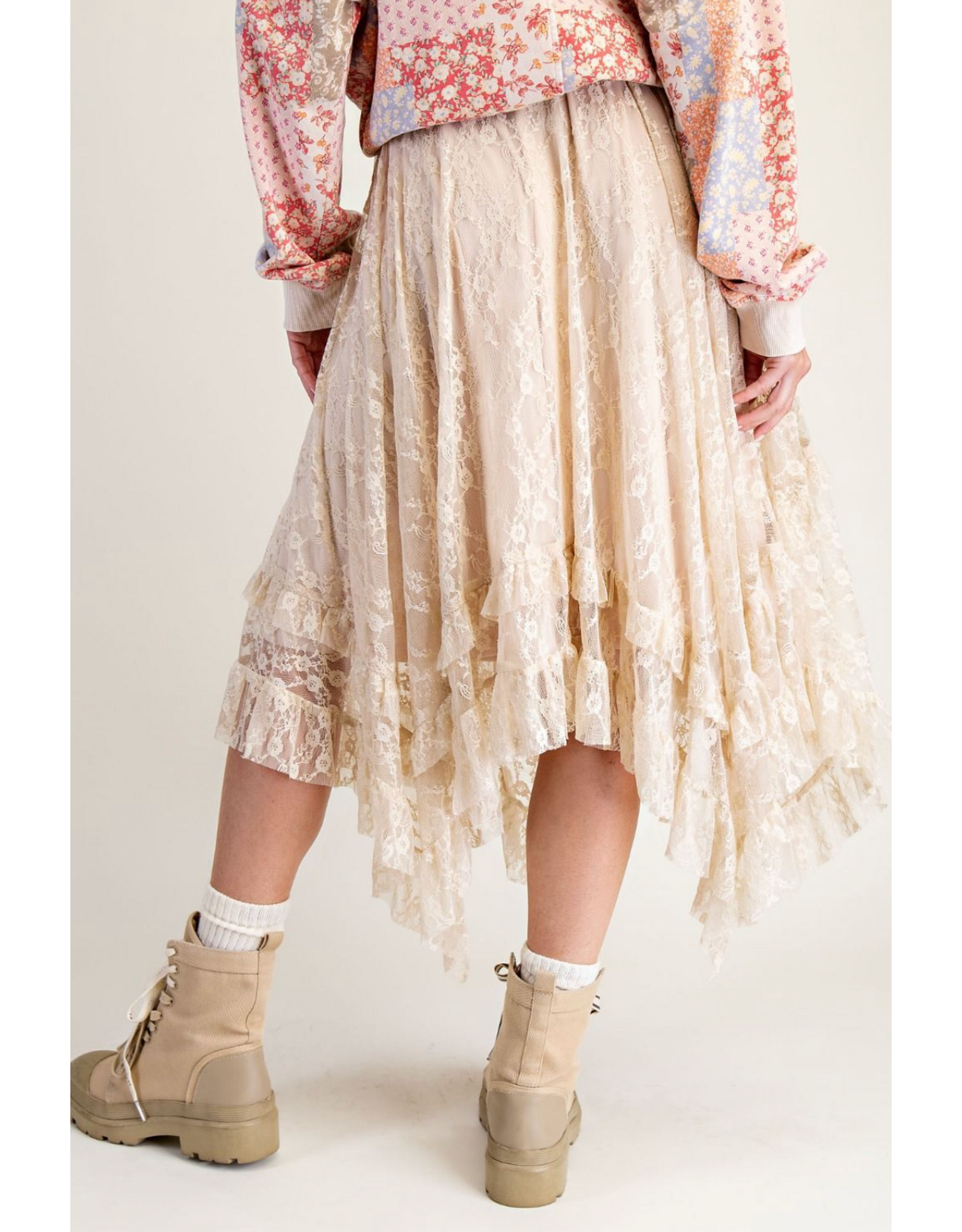 Easel Lace Sharkbite Skirt (Natural)