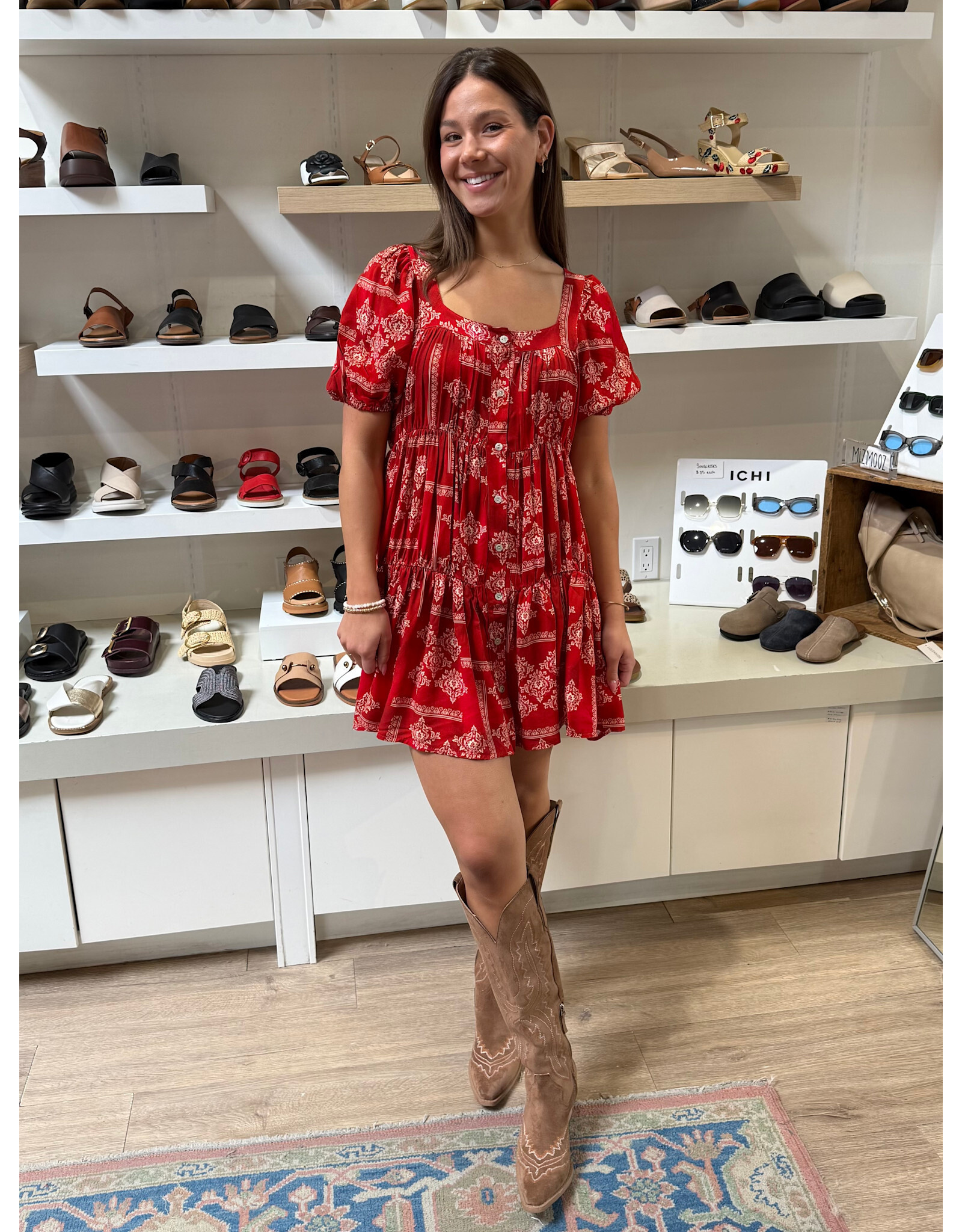 Astrid Astrid - Babydoll Dress (Red Scarf)