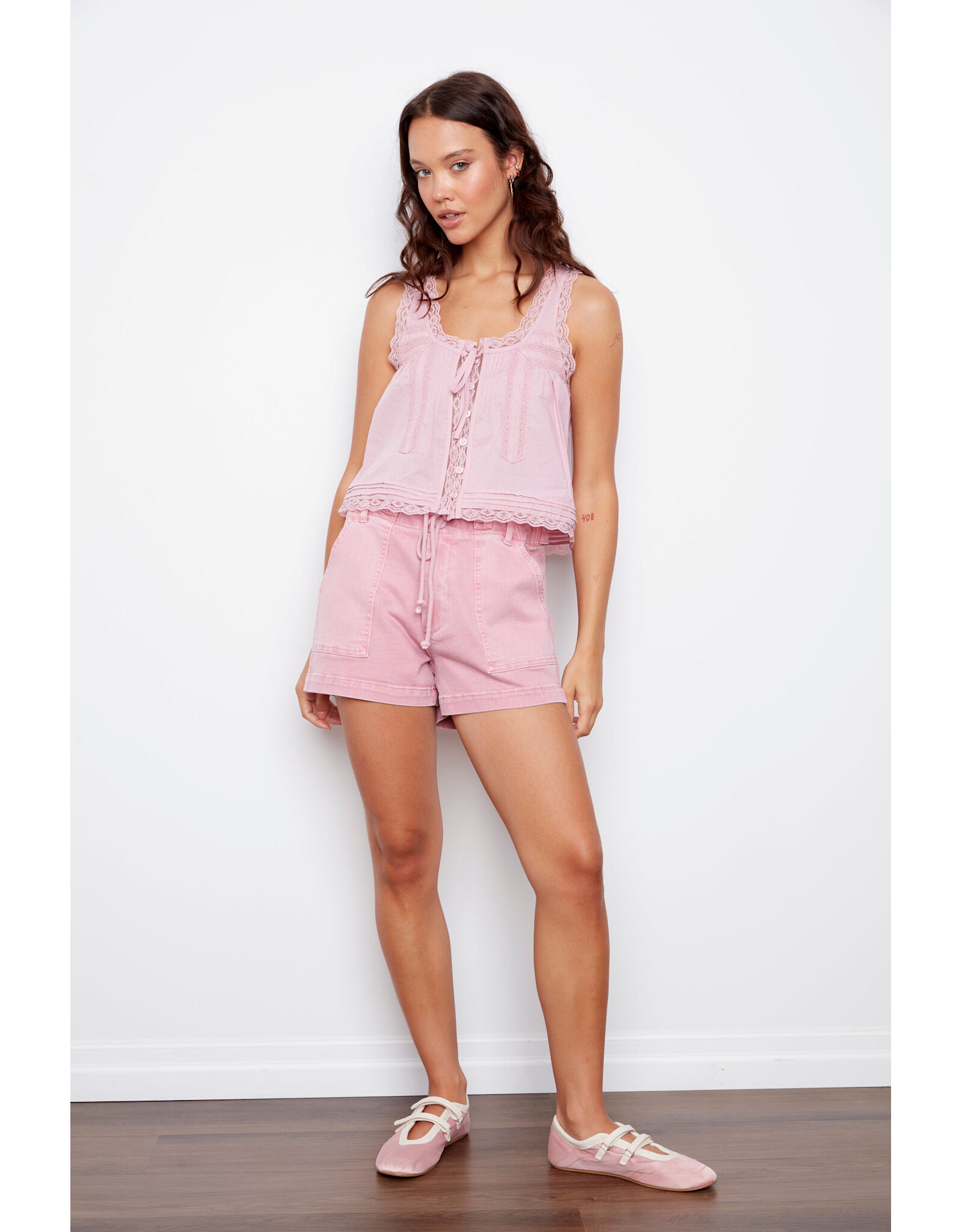 RD Style RD Style - Alia Sleeveless Button Up Top (Petal Pink)