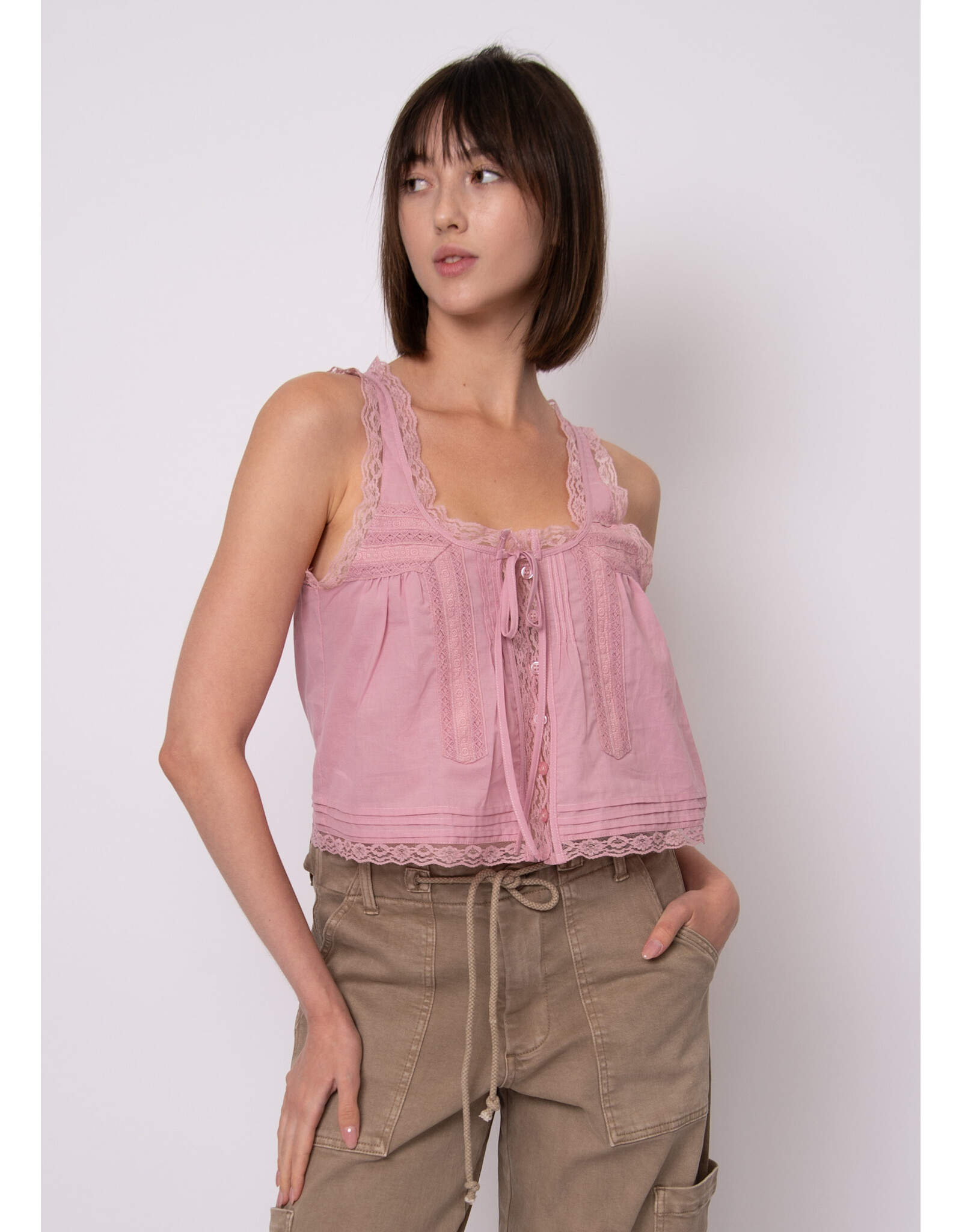 RD Style RD Style - Alia Sleeveless Button Up Top (Petal Pink)