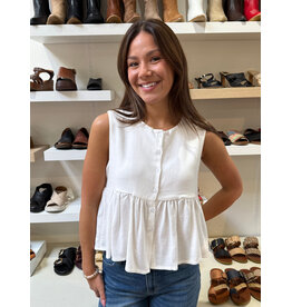 Dailystory Dailystory - Leane Button Up Peplum Tank (Off White)
