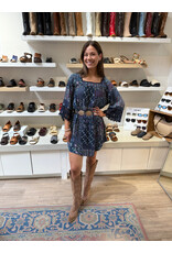 Easel Patchwork Print Flowy Dress (Blueberry)