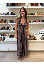 V Neck Halter Neck Maxi Dress (Black)