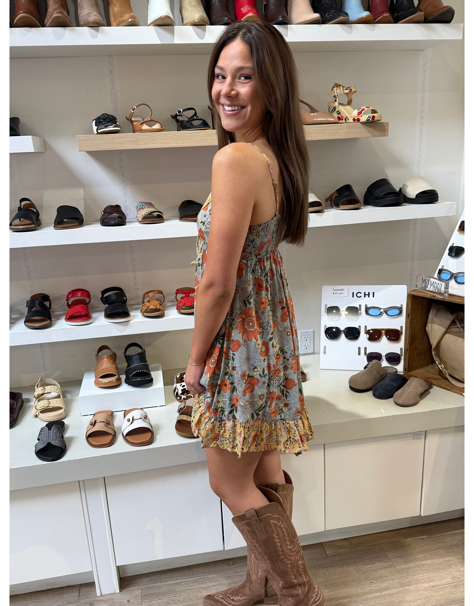 Spaghetti Strap Short Dress (Meadow)