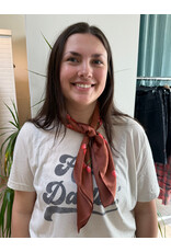 Fame Accessories Cherry Print Brown Square Bandana Scarf