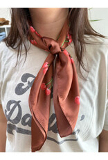 Fame Accessories Cherry Print Brown Square Bandana Scarf
