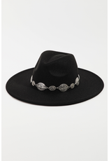 Fame Accessories Oval Coin Chain Fedora Hat (Black)