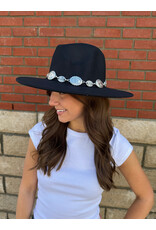 Fame Accessories Oval Coin Chain Fedora Hat (Black)