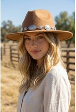 Fame Accessories Oval Coin Chain Fedora Hat (Tan)