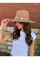 Fame Accessories Oval Coin Chain Fedora Hat (Tan)