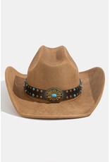 Fame Accessories Western Turquoise Concho Strap Cowboy Hat