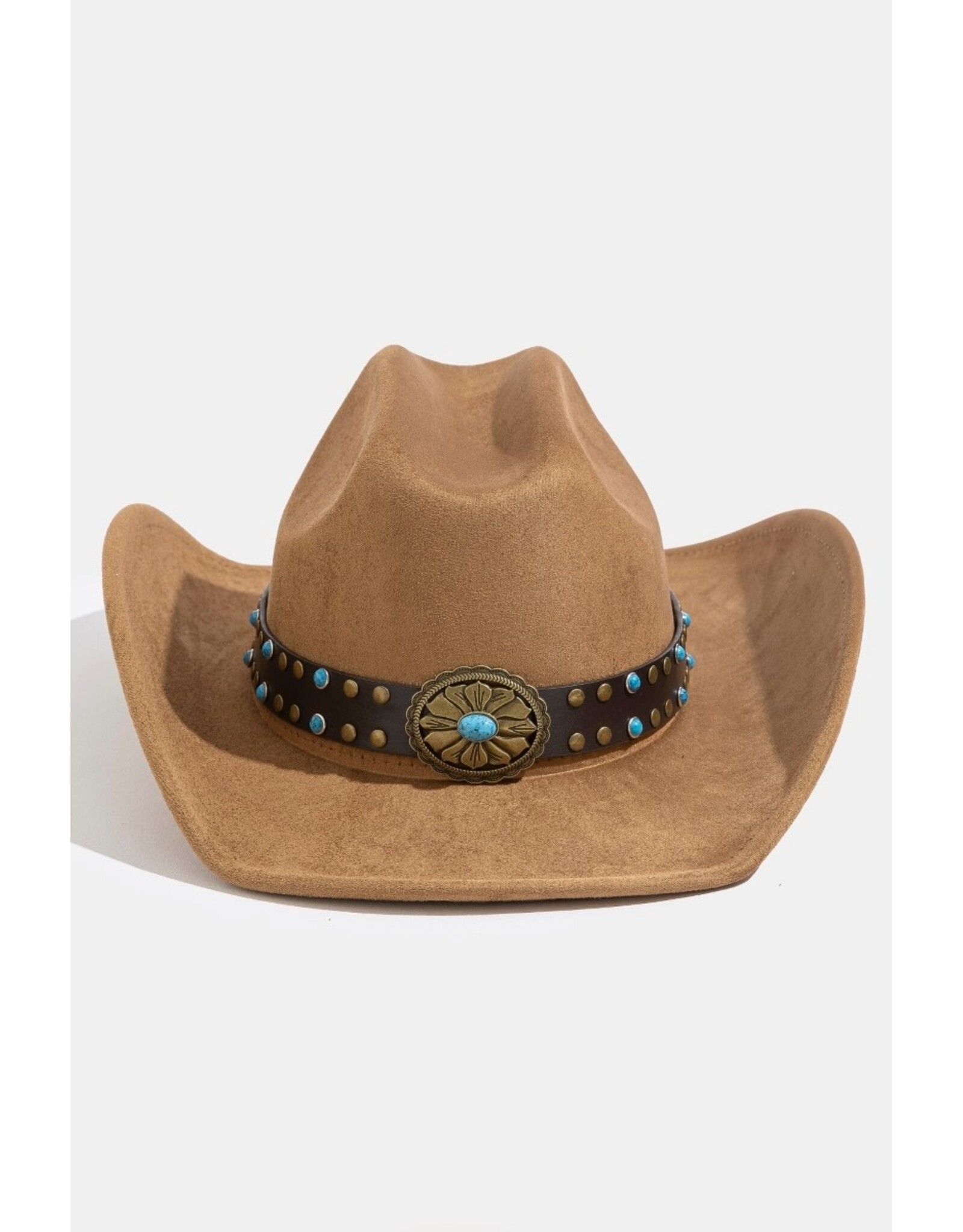 Fame Accessories Western Turquoise Concho Strap Cowboy Hat