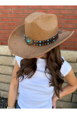 Fame Accessories Western Turquoise Concho Strap Cowboy Hat