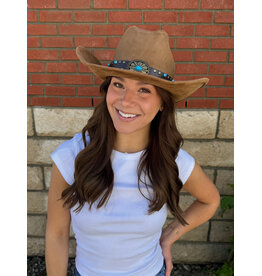Fame Accessories Western Turquoise Concho Strap Cowboy Hat