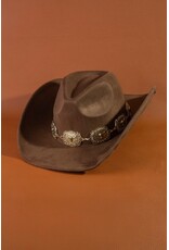 Fame Accessories Western Concho Band Cowboy Hat (Dark Brown)