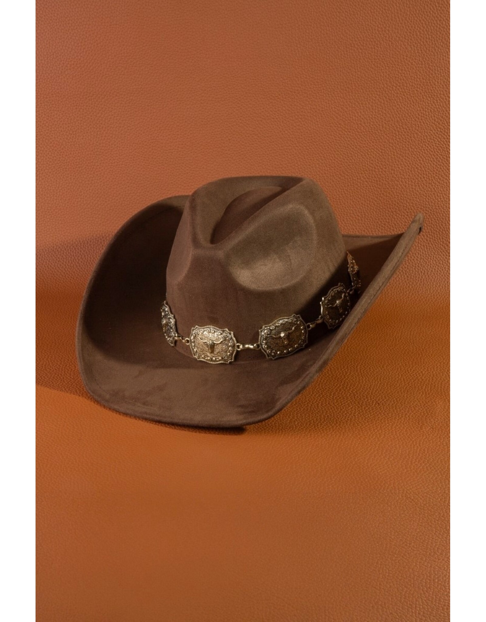 Fame Accessories Western Concho Band Cowboy Hat (Dark Brown)