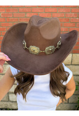 Fame Accessories Western Concho Band Cowboy Hat (Dark Brown)