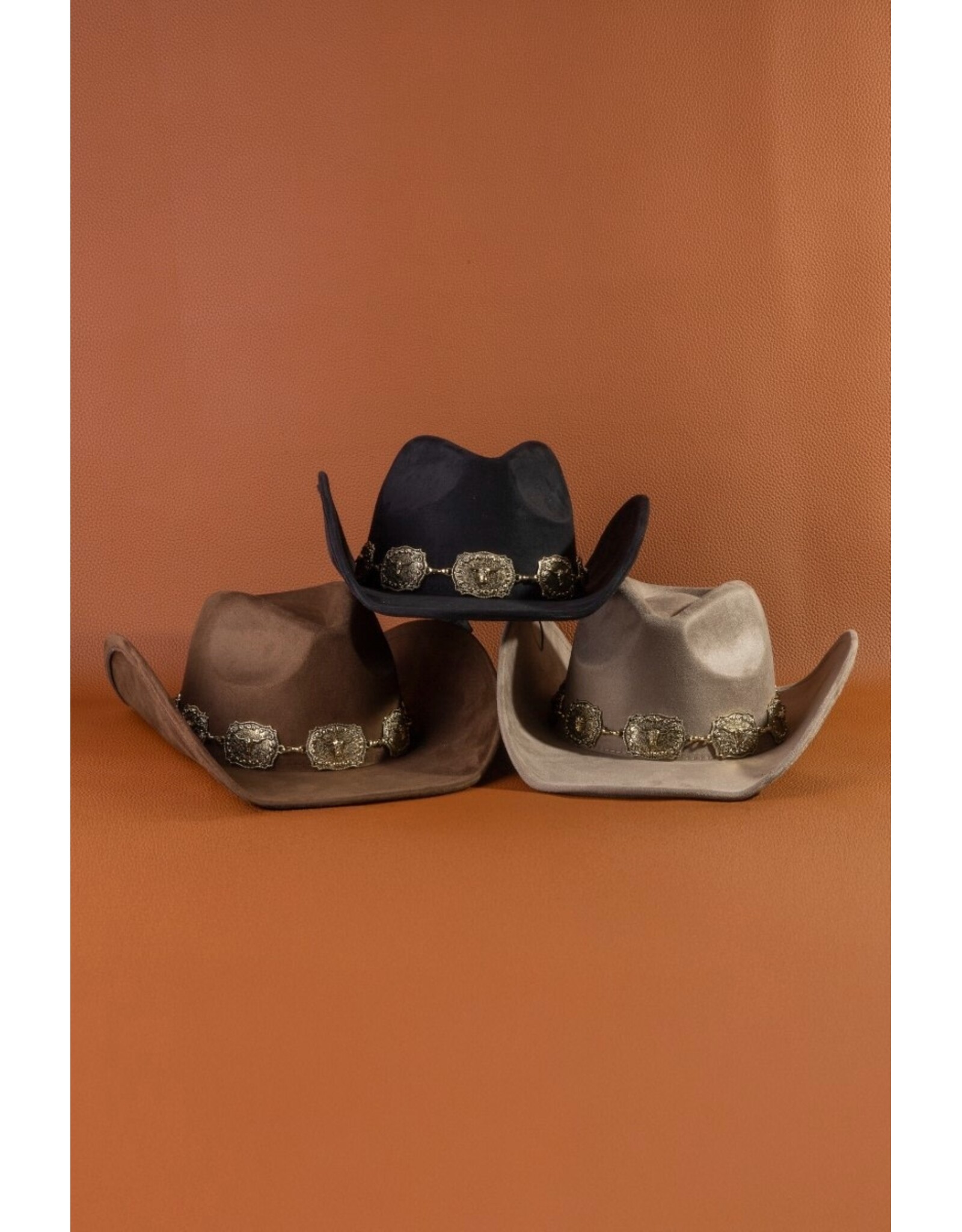 Fame Accessories Western Concho Band Cowboy Hat (Khaki)