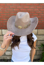Fame Accessories Western Concho Band Cowboy Hat (Khaki)